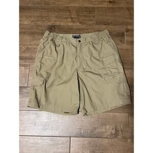 5.11 Tactical Series Men's Flat Front Khaki Tan Cargo Shorts Size 38